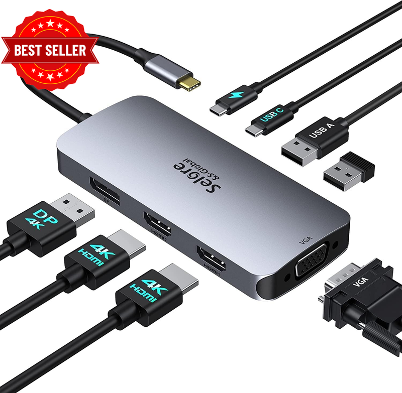 USB C Docking Station Dual HDMI Monitor, USB C Hub Multiple 4 Monitor Adapter wi