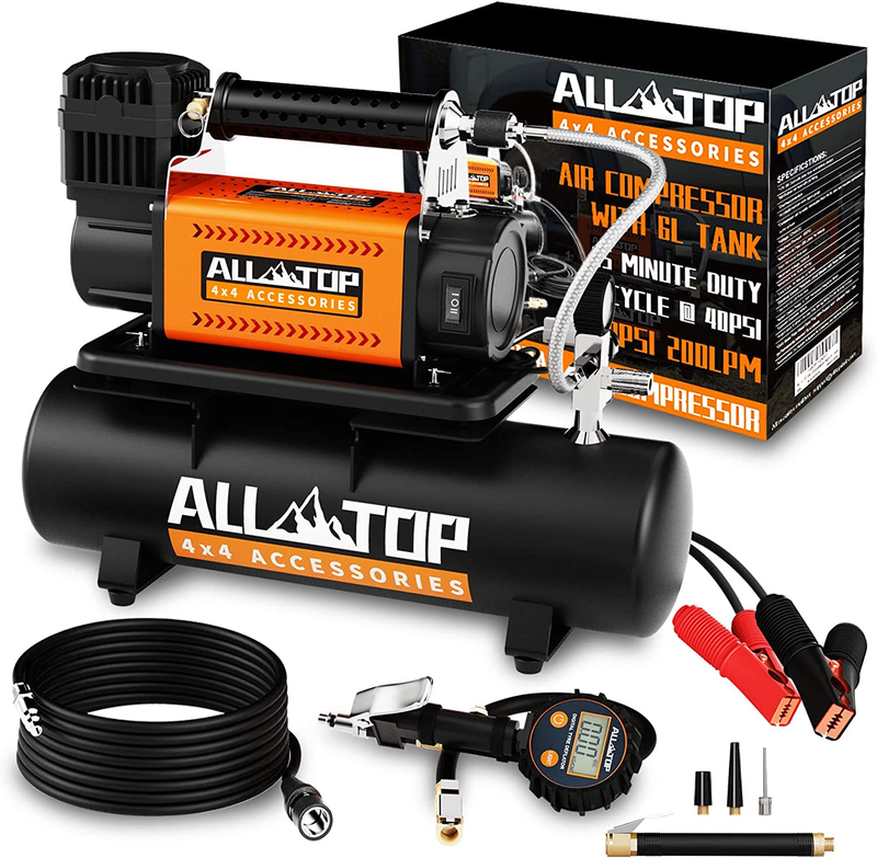 With 6l Tank Kit,12v Portable Inflator & Oil-free Steel Tank 6-li