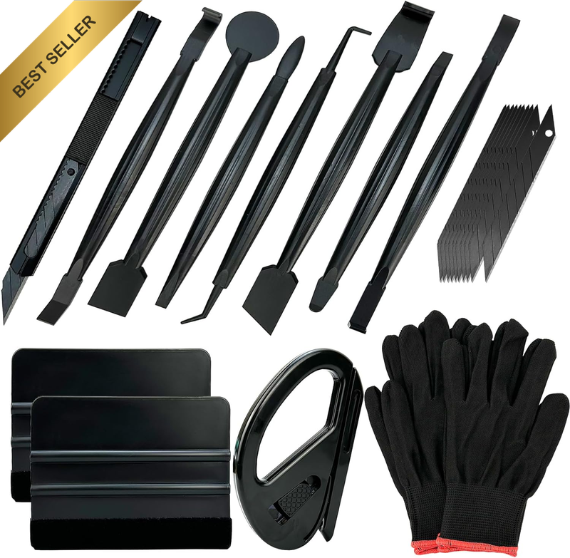 Automotive Vinyl Wraps Tools Tint Film Kit with 2 Pairs Vinyl Wrap Gloves, 4Inch