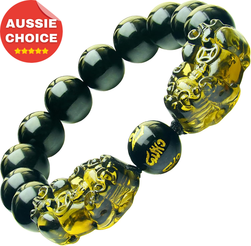 Feng Shui Black Obsidian Pixiu Bracelet Good Luck Wealth Abundance Protection