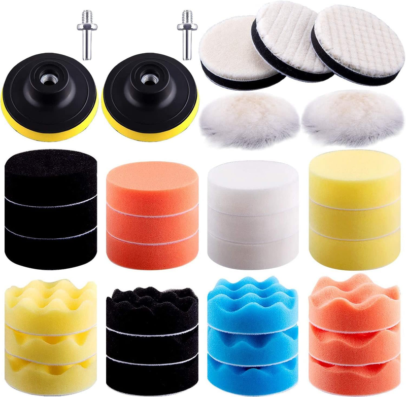 33Pcs/lot 3 inch Car Polishing Buffing Waxing Kit Polisher Sponge Pads Set with