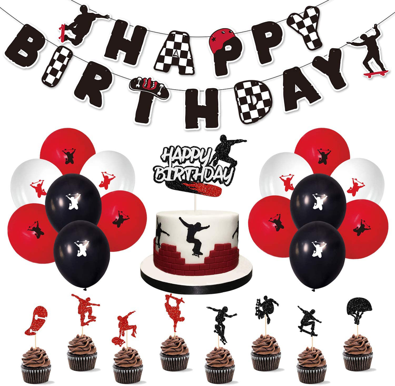 Skateboard Birthday Party Supplies Decoration Kits Theme Party and Barnard 50Pcs