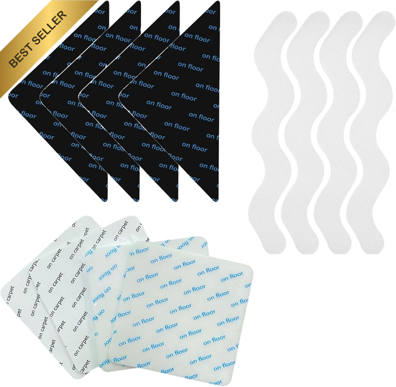 12 Pcs Rug Tape,Non Slip Rug Pads Grippers for Hardwood Floors and Tiles, Reusab