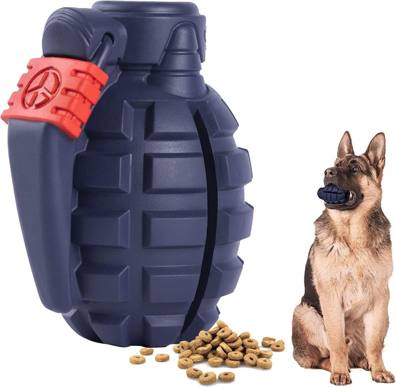 Dog Chew Toy Aggressive Chewers Tough Rubber Treat Dispenser Grenade Fetch Large