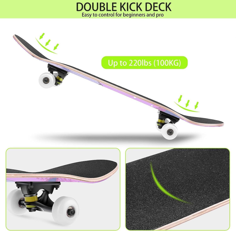 Skateboards for Beginners Kids Boys Girls and Adults 31"X8" Pro Complete Skatebo