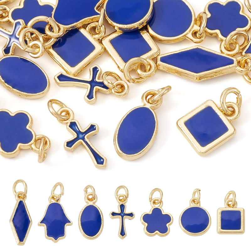 Brass Enamel Charms Hamsa Hand Hand of Miriam Charm Flower Rhombus Square Oval F