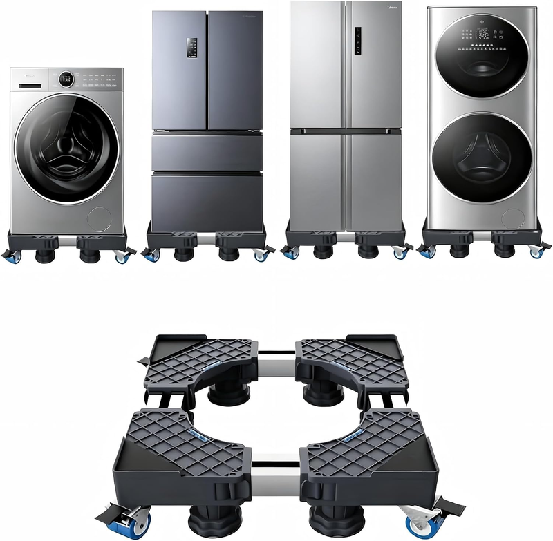 Heavy-Duty Appliance Stand, 300KG Universal Washer Dryer Pedestal Stand with Loc