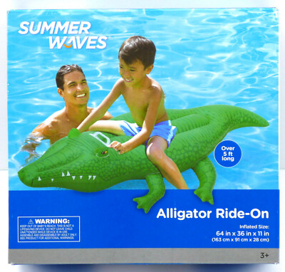 Summer Waves Alligator Ride-On Inflatable Swimming Pool Float  64'' X 36'' X 11'' 