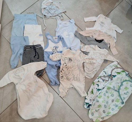 Babykleidung Body Hose Strampler Pucksack Schlafanzug Mütze junge neutral 50 56