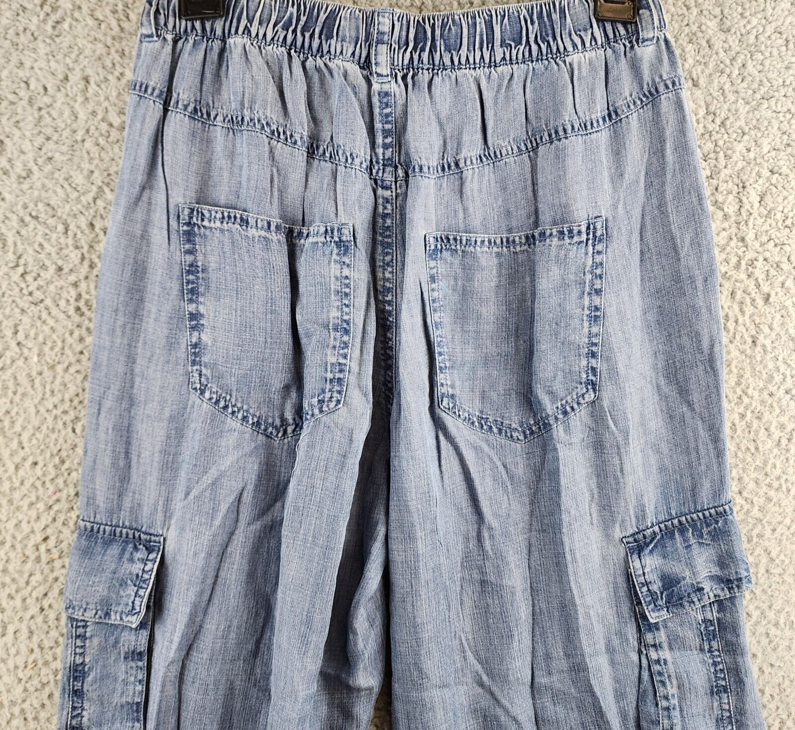 Splendid Aven Chambray Cargo Pants Women's XS Indigo Pockets Button Zip Closure - Picture 12 of 13
