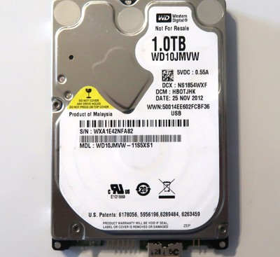 Western Digital WD10JMVW-11S5XS1 HB0TJHK Malaysia (WXA1) 1.0TB USB 25NOV2012