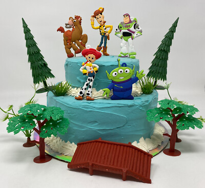 Disney Toy Story Deluxe Birthday Cake Topper Set Featuring Woodie and Bullseye