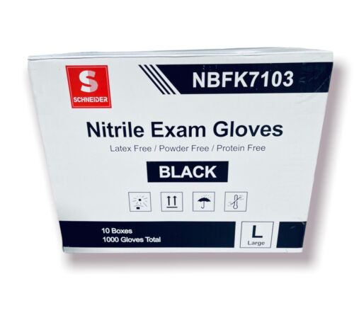 Schneider Black Nitrile Disposable Gloves 5 Mil, Latex & Powder Free