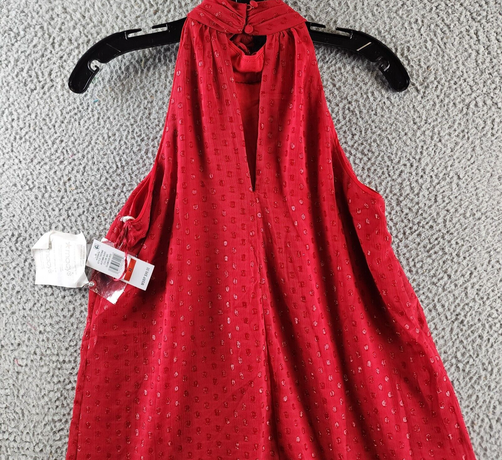 CeCe Sleeveless Rosette Halter Dress Women's XS Glamour Red Button Back Closure - Picture 13 of 13
