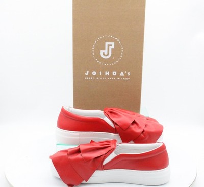 JOSHUA'S RED RUFFLE WOMENS SNEAKERS SLIP-ON UK 6 EU 39 ITALY RRP £310 MT