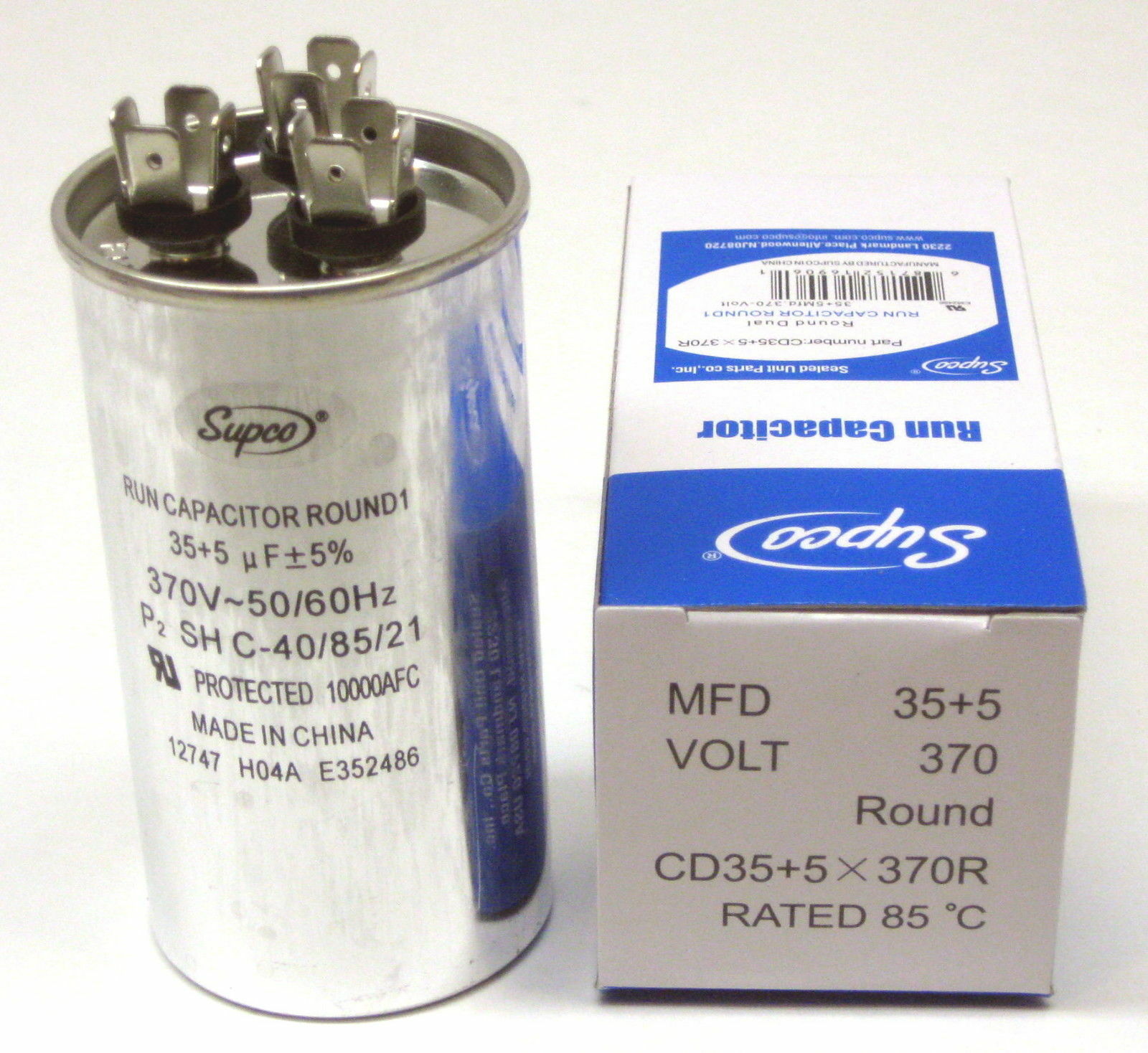 Air Conditioning HVAC Round Dual Motor Run Capacitor 35 + 5 MFD 370 Volt