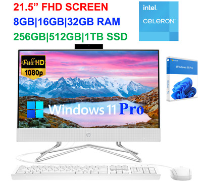 2024 HP All In One Computer 21.5'' Intel Celeron Upto 32GB RAM&1TB SSD  Win 11Pro