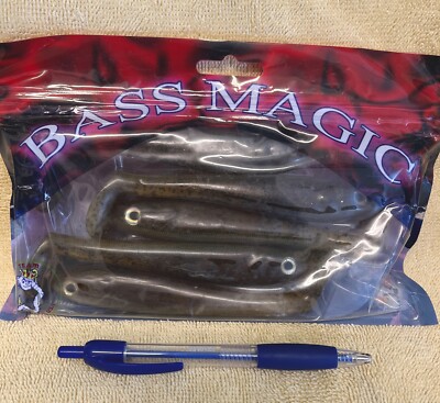Luck E Strike 5.5  Bass Magic Swimbaits, 5 Per Pack, Green Pumkin, Hollow Body