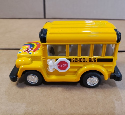 4" Die-cast Spring Loaded Yellow School Bus With Movable Sto