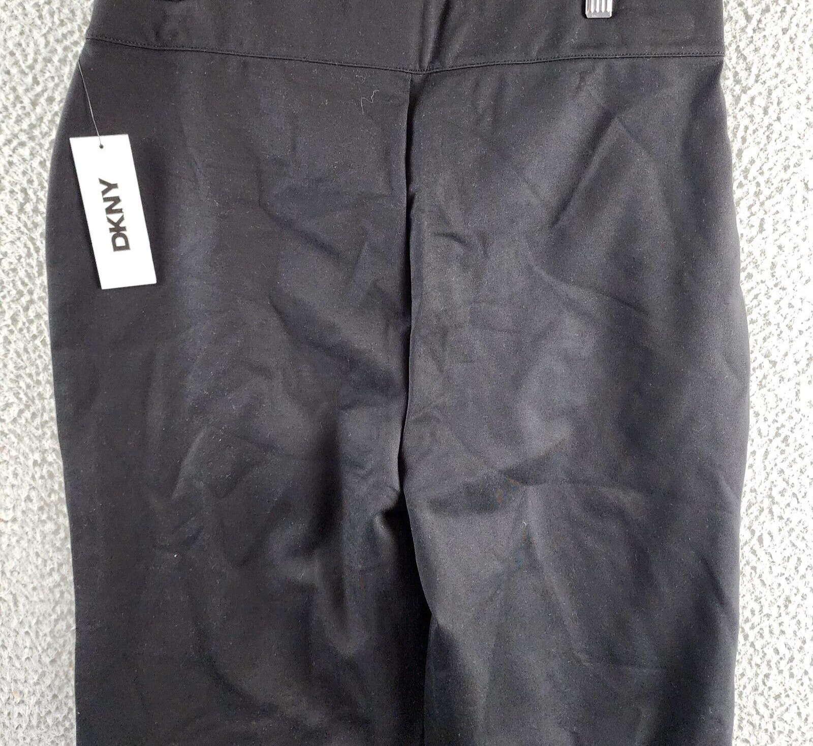 DKNY High Rise Wide Leg Pants Women's L Black Elastic Waist Side Pockets Pull On - Picture 13 of 14