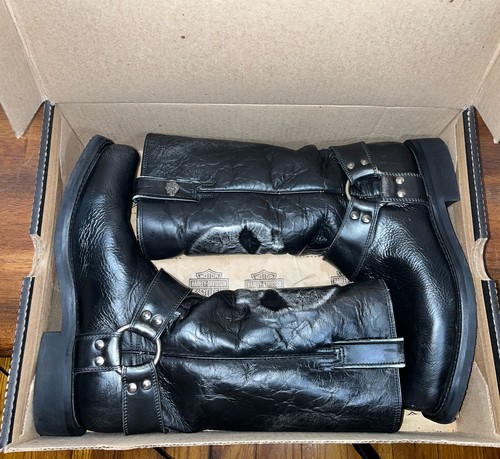 Harley Davidson Quentin 12” Classic Black Leather Motorcycle Boots Men’s 10.5 M