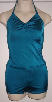 Dance Costume Kelle Jazz Lyrical Ballet 1 pc Shorts Teal Green Sz Large Child KH