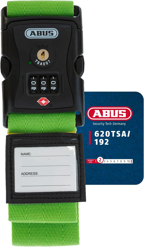ABUS Luggage Strap 620TSA/192 with TSA Lock - 3-Digit Code, Green