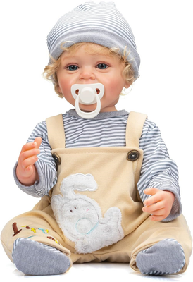 TERABITHIA 22 Inches Rooted Blond Curly Hair Lifelike Reborn Baby Doll Crafted