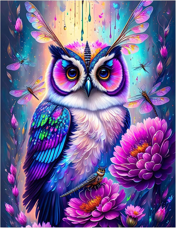KEUASDV Diamond Painting Kits for Adults, Owl 5D DIY Diamond Art Kits Full Drill Diamond Dots for Gift Wall Decor and Relaxation Gem Arts 12X16 Inch