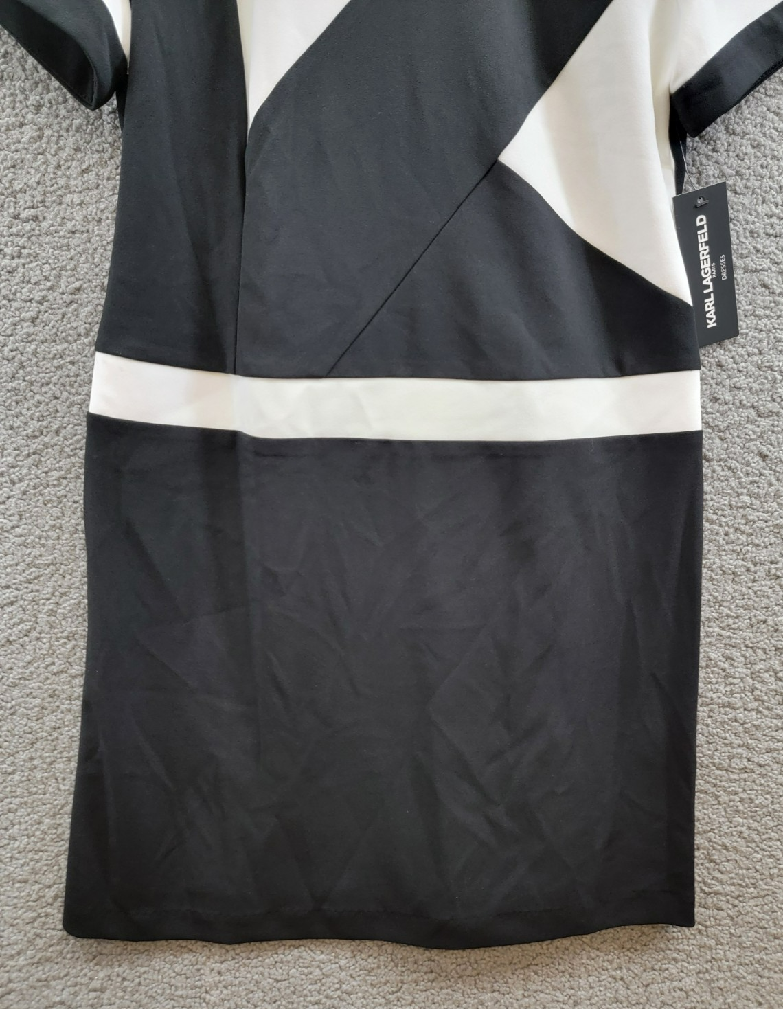 Karl Lagerfeld Colorblocked Sheath Dress Women's 10 Black/White Back Zip Closure - Picture 3 of 15