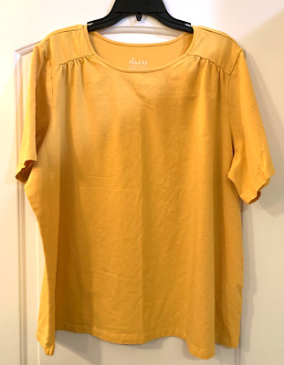 Denim & Co. Essentials Favorite Jersey Round Neck Top w/Shirring 2X Honeycomb