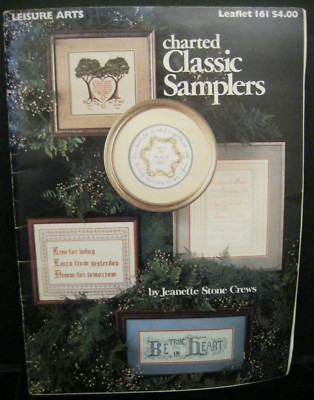 LEISURE ARTS LEAFLET 161 CHARTED CLASSIC SAMPLERS  BY JEANETTE STONE CREWS 1979