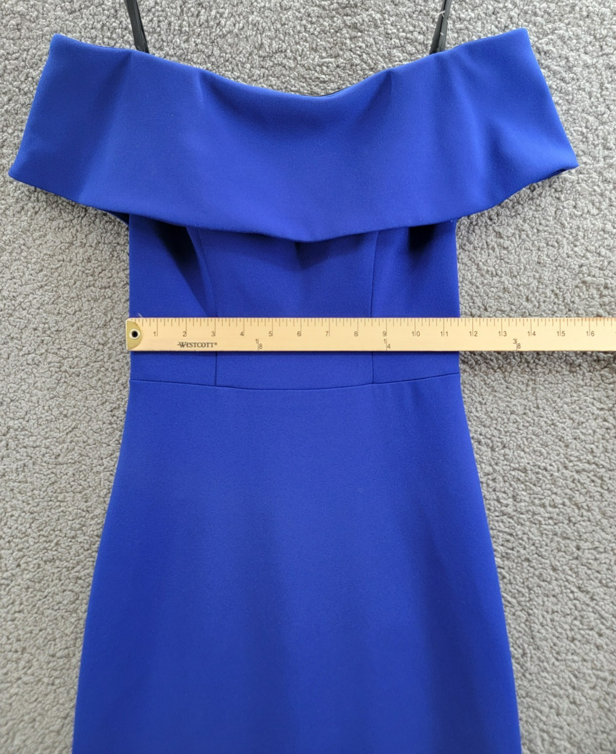 AQUA Off-the-Shoulder Scuba Crepe Gown Women's 2 Marine Back Zip Closure S/S - Picture 9 of 20