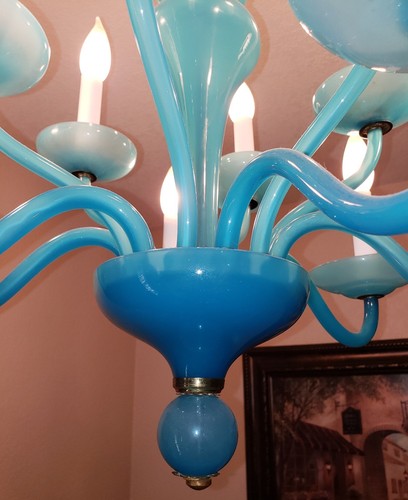 Mediterranean Blue Vintage Murano Glass Chandelier