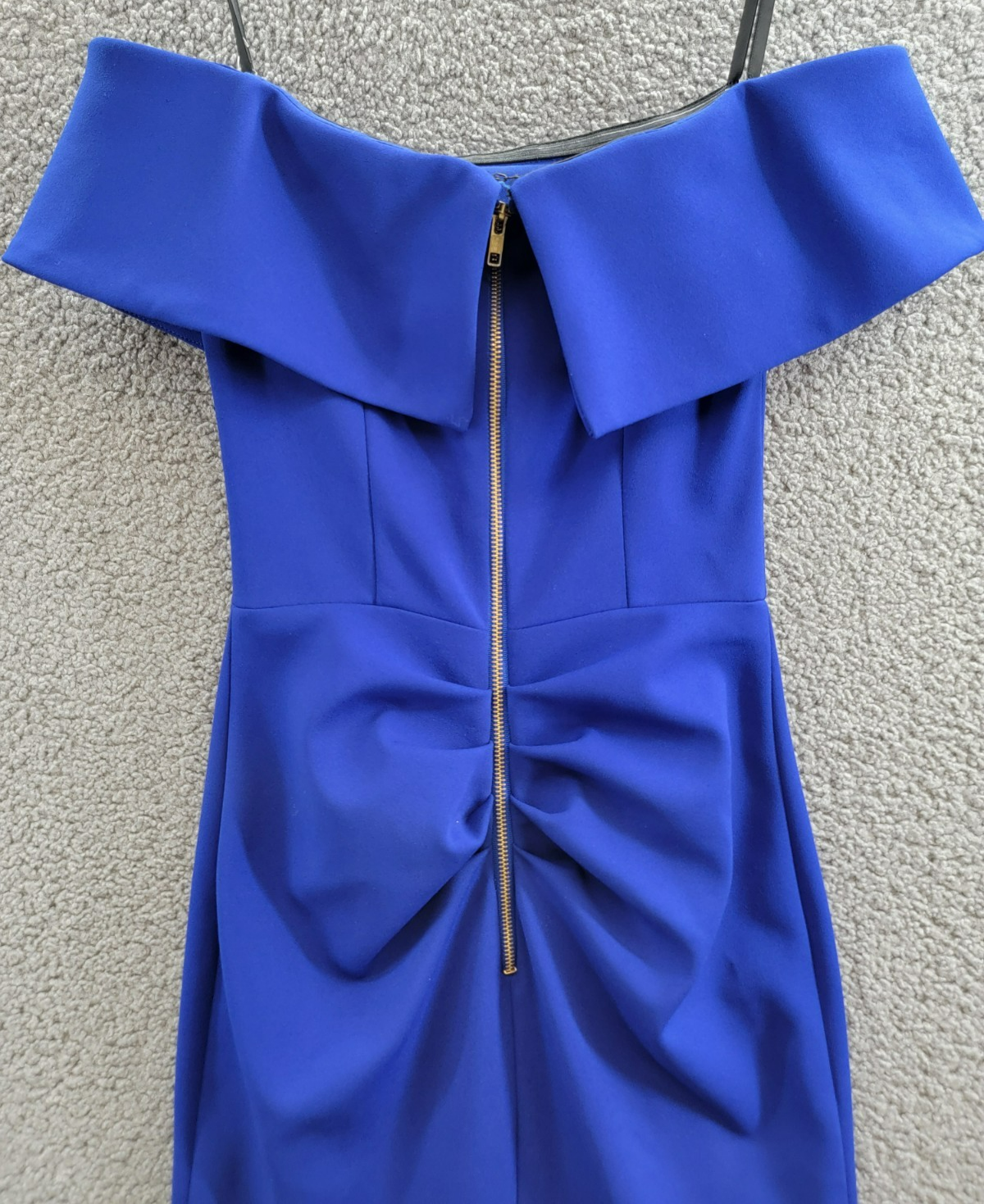 AQUA Off-the-Shoulder Scuba Crepe Gown Women's 2 Marine Back Zip Closure S/S - Picture 13 of 20