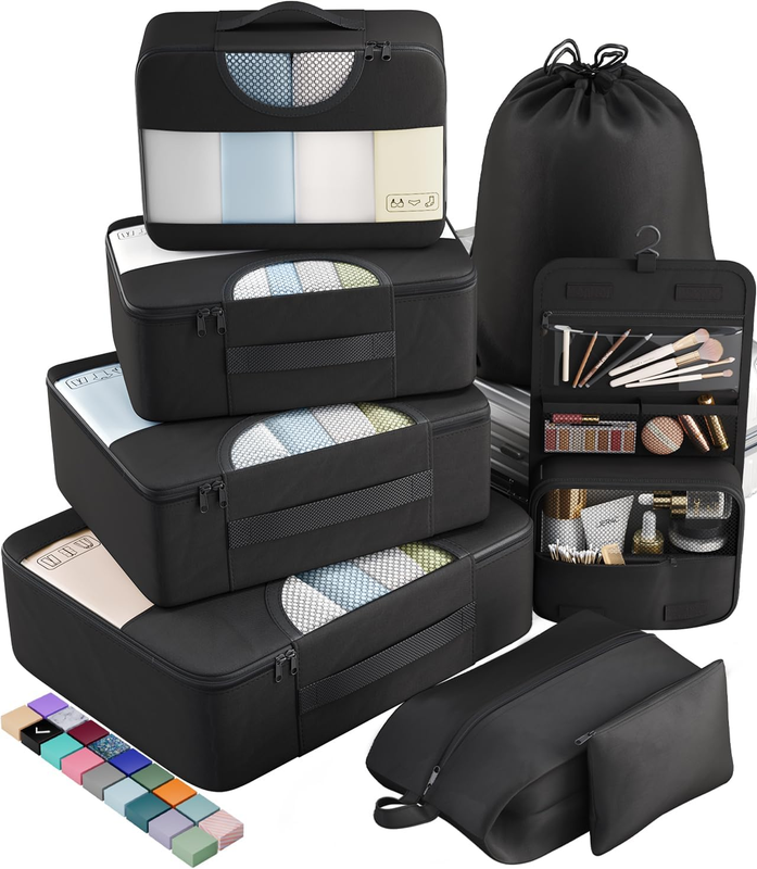 8-Pc Travel Packing Cubes Luggage Organizer with Laundry & Toi...