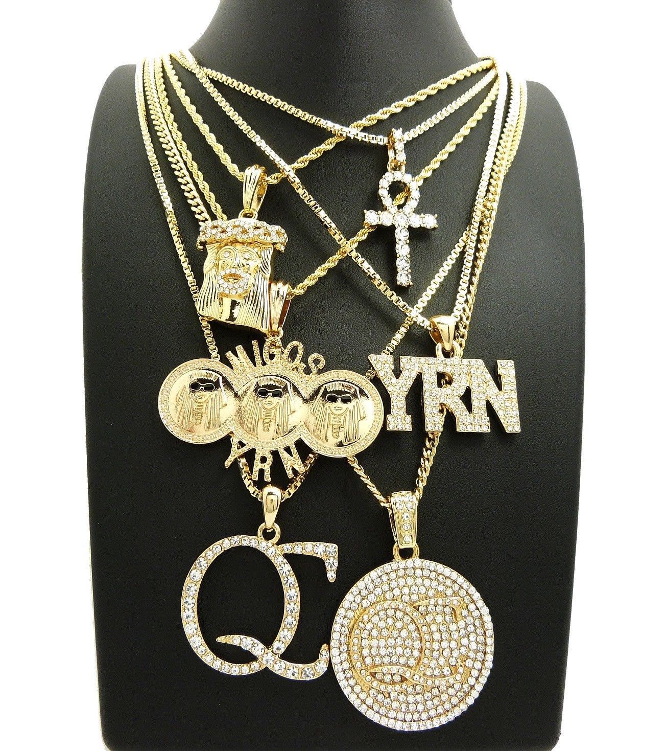 HIP HOP ICED GOLD PLATED MIGOS QC YRN JESUS ANKH 6 CHAIN HIP HOP ICED GOLD PLATED MIGOS QC YRN JESUS ANKH 6 CHAIN