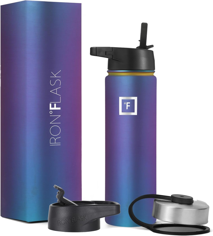 22oz Leak Proof Sports Water Bottle 3 Lids Straw