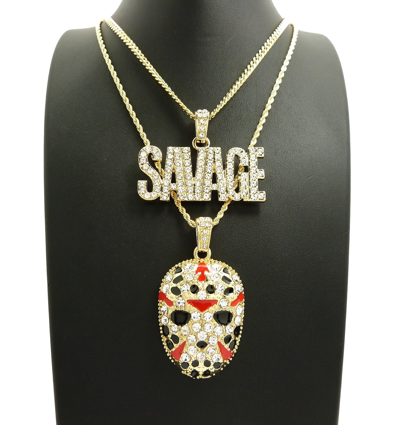 送料税込【RUN DMC x KING ICE】GHETTO BLASTER NECKLACE☆(2色) NEW SAVAGE & SLAUGHTER GANG MASK PENDANT & CHAINS HIP HOP