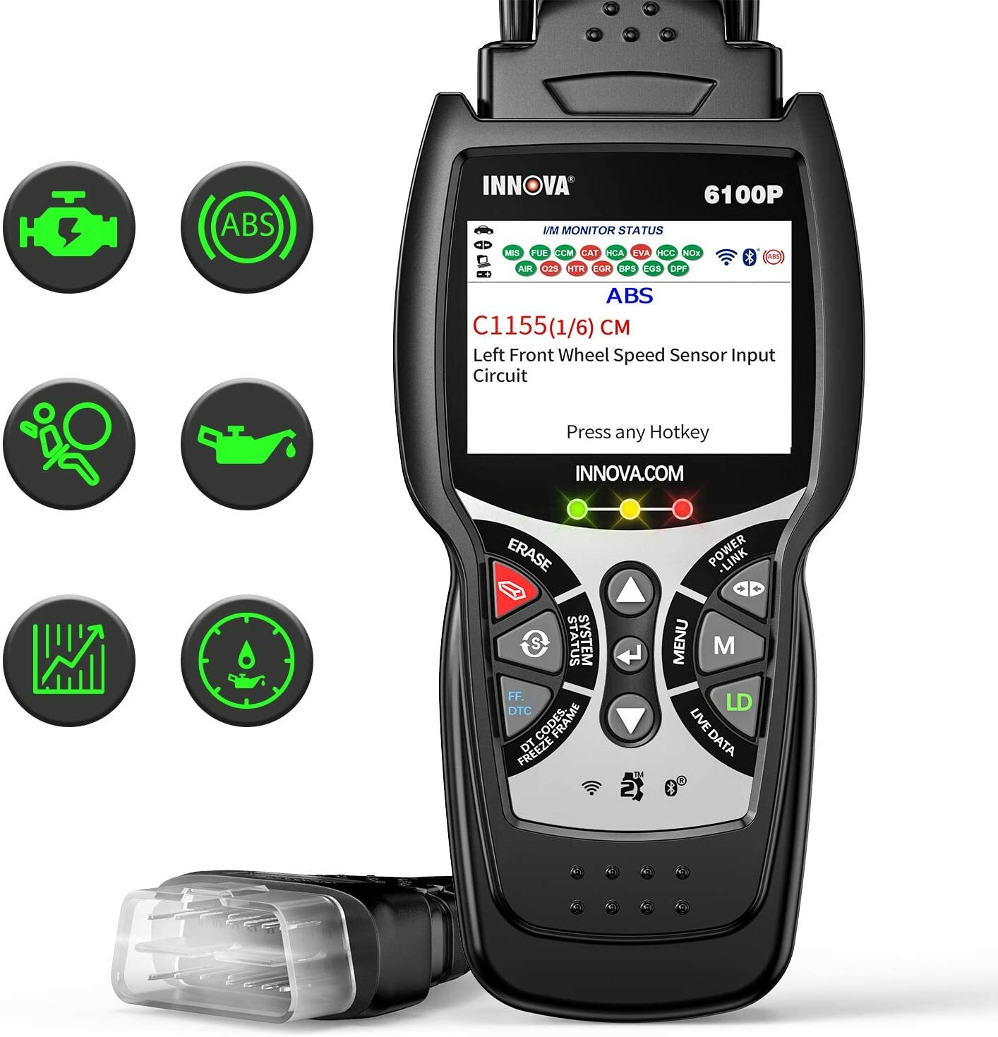 Купить INNOVA 6100P OBD2 Сканер считывателя кодов Диагностическая проверка  ABS SRS Батарея двигателя, цена 21 190 руб — (174542126490), США