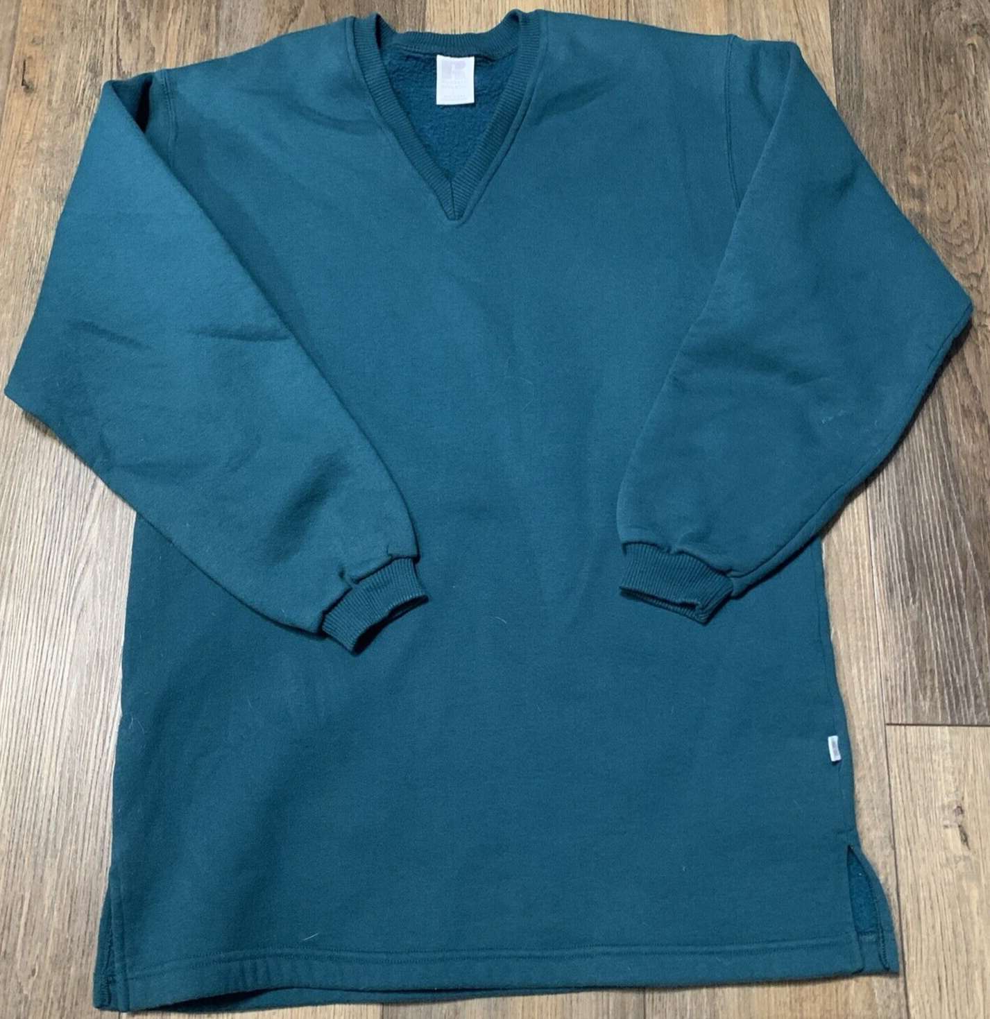 Vintage 90s Russell Athletic Long V Neck Sweatshirt Mens XL
