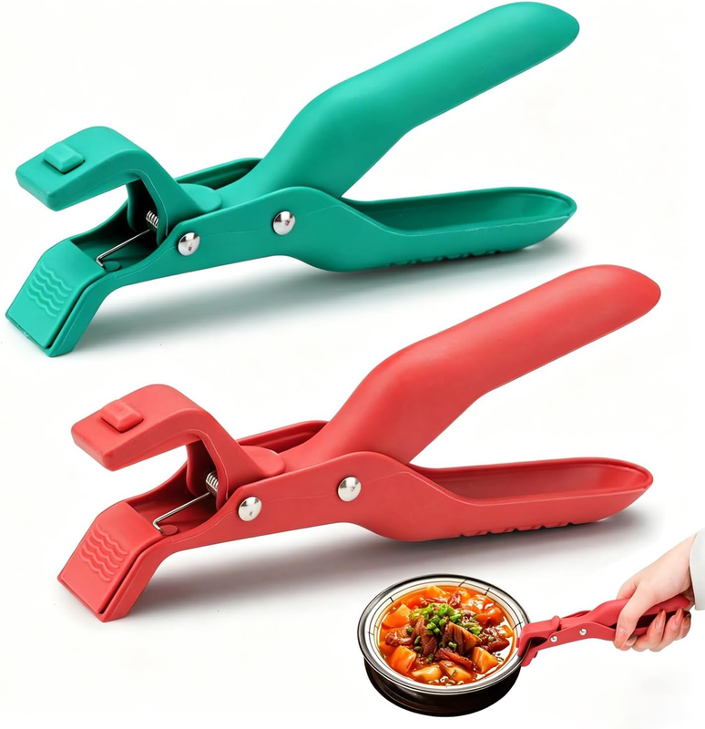 Plate Gripper Heat Resistant Silicone Tongs, 2 Pieces | Multi-Angle, Non-Slip Gr
