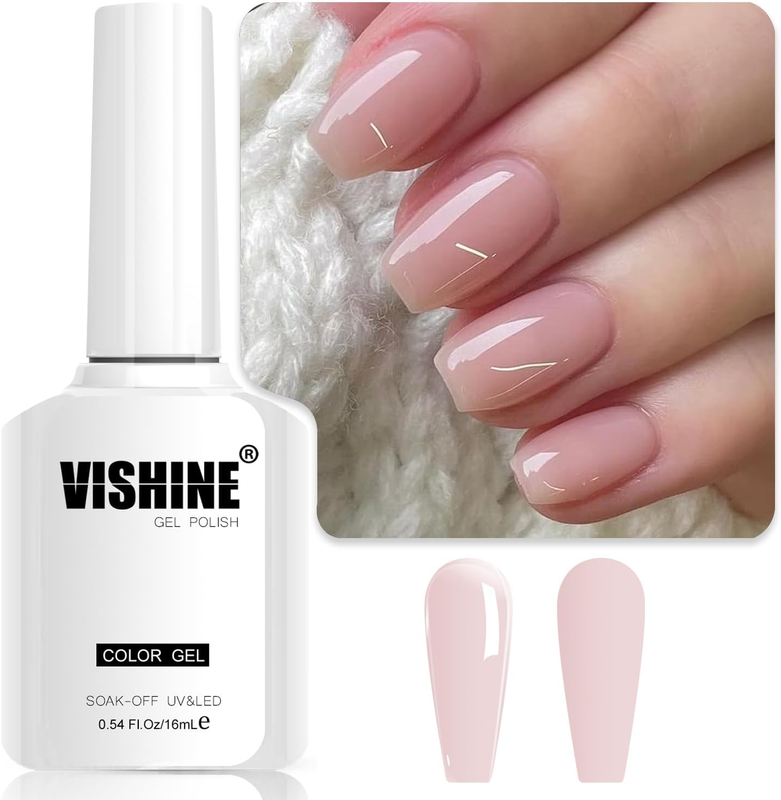 Pale Pink Gel Nail Polish Nude Jelly Pink Gel Polish Light Translucent Nail Poli