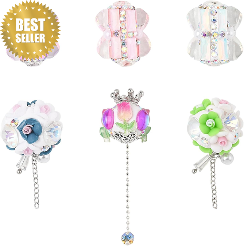 6Pcs Flowers Focal Beads for Pens Colorful Bow Polymer Clay Space Beads for Bead