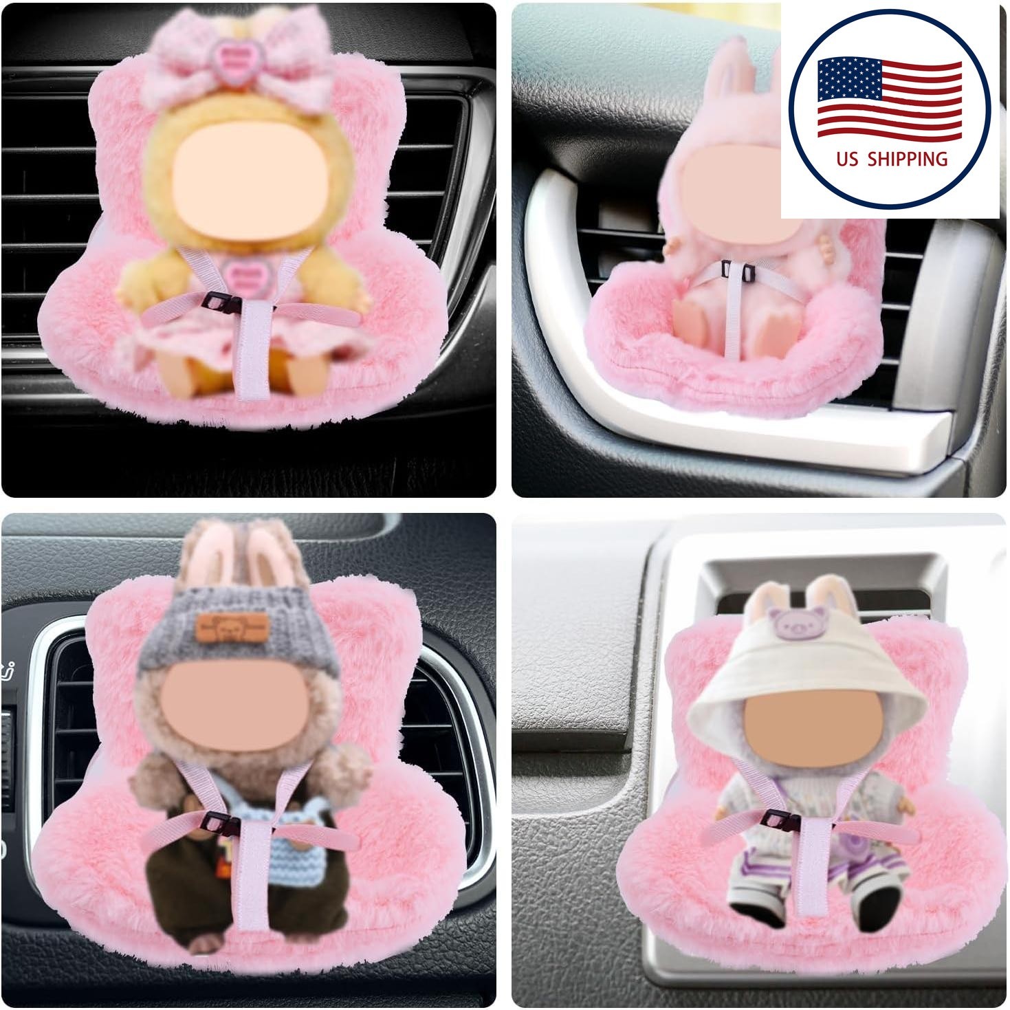 Doll Safety Car Seat for La-bubu Have A Seat, Furry Pink
