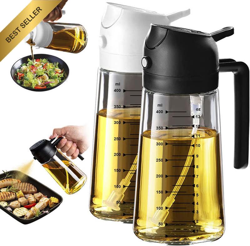 16Oz/470Ml Olive Oil Dispenser - 2 in 1 Olive Oil Spray Bottle for Cooking, Kitc