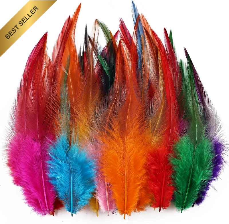 Feathers for Crafting,240Pcs 5-7Inch Colorful Craft Rooster Feathers,Saddle Hack