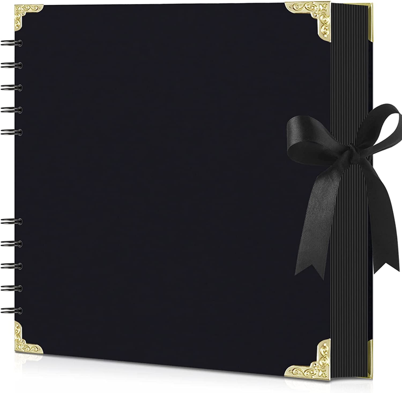 10 X 10 Inch DIY Scrapbook Album Black, 80 Pages Photo Album Hardcover Kraft, Sc