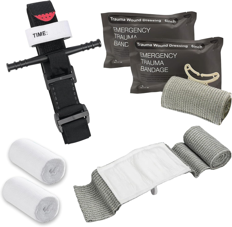 Tactical Tourniquet, 6" Israeli Bandage, Elastic Bandage, 12M Skimmed Gauze, Fir