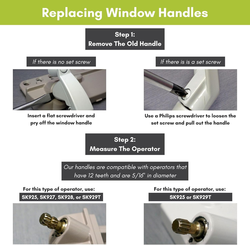 Folding Window Crank Handle, 11/32” Spline, White, 2-Pack